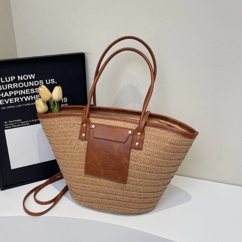 Interior Design Style - Woven Shoulder Bag Straw Baskets Bag