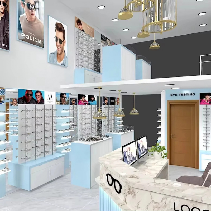 Interior Design Product - custom.Custom LED-Lit Wooden Eyewear Display Cabinets