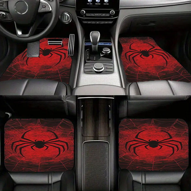 Interior Design Web - 5pcs Car Floor Mats, Black Spider
