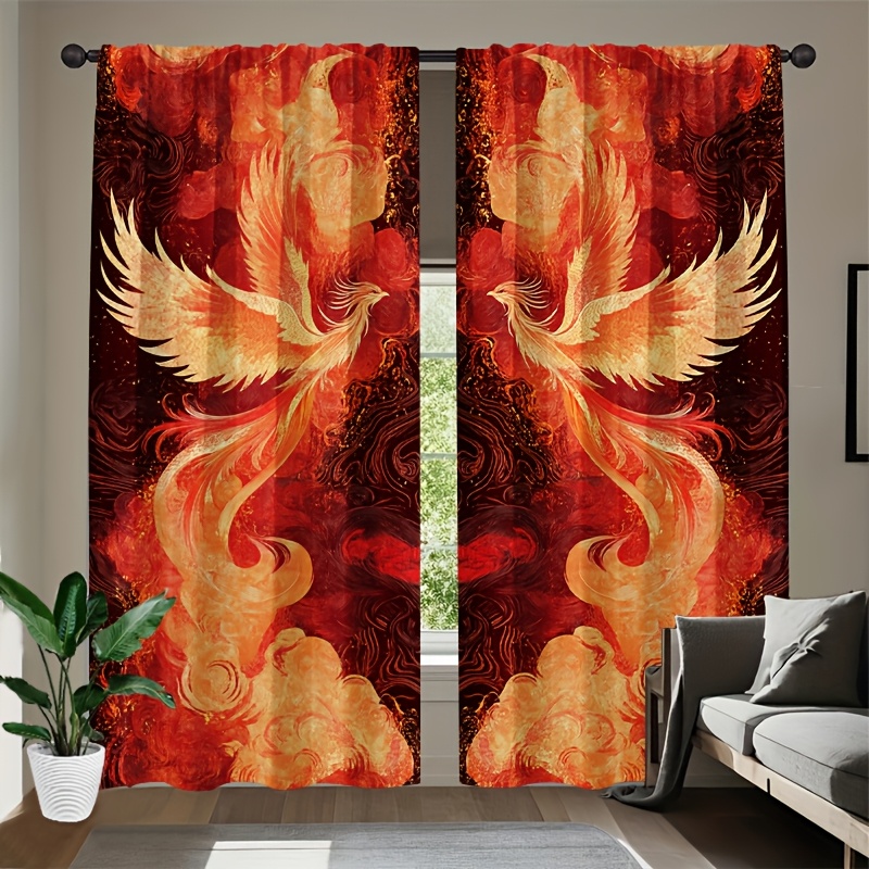 Interior Design Youtube - 2pcs Vibrant Red & Golden Phoenix